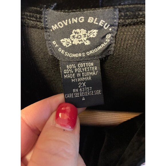 Designers Original Full Zip Embroidered Black Long Sleeve Sweater Sz 2X - Picture 5 of 6